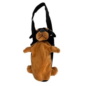 Dachshund Dog Plush Kids Crossbody Drink Water Bottle Holder Carrier Sling 12"